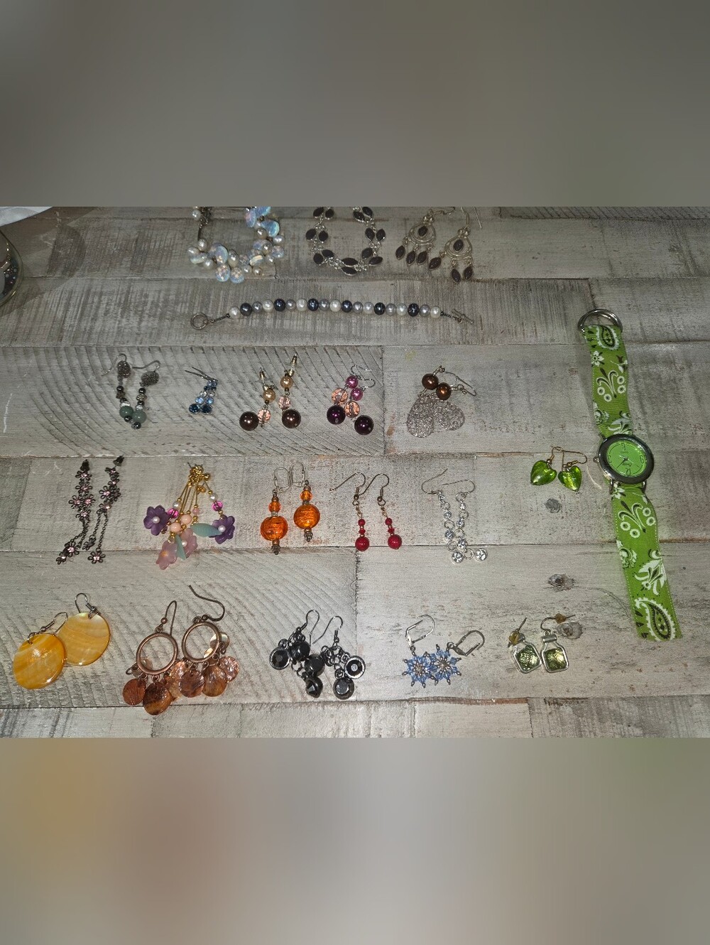 Bundle Of Assorted Fun Bracelets, Earrings & Watch